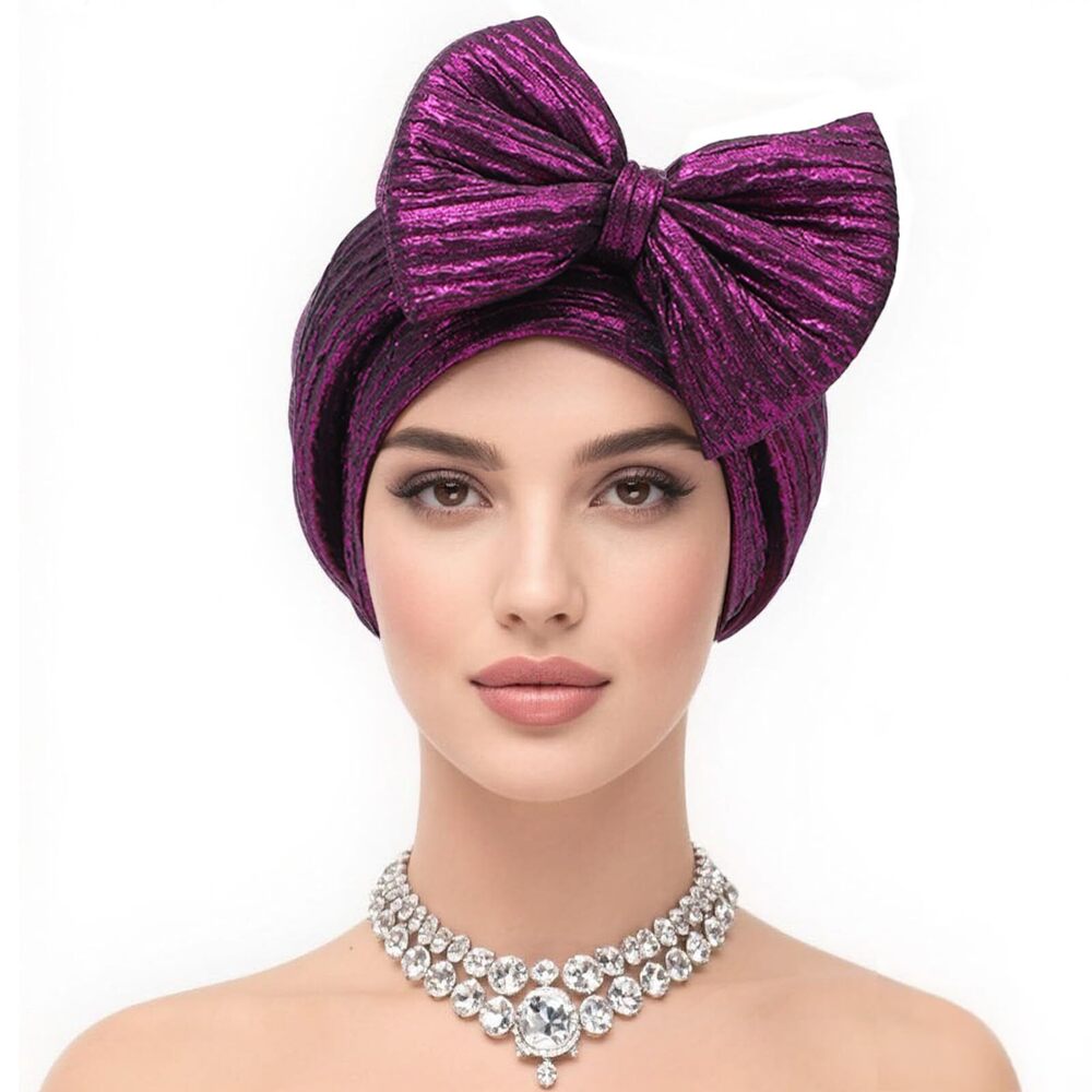 1586 Turbans African Head Wraps Bow Decoration Elastic Headwear Nigerian